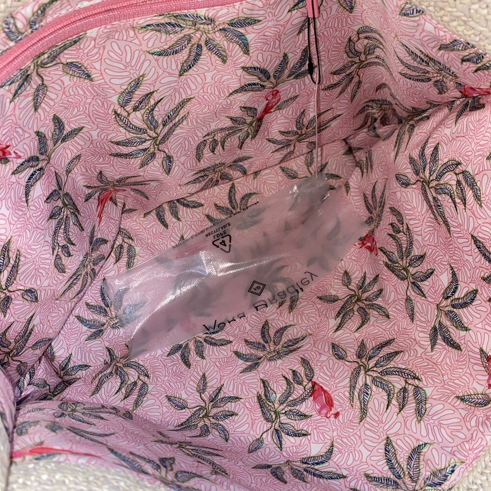 Vera Bradley Straw Tote Light Natural Straw Pink Embroidered Parrot OS NWT - Picture 9 of 10